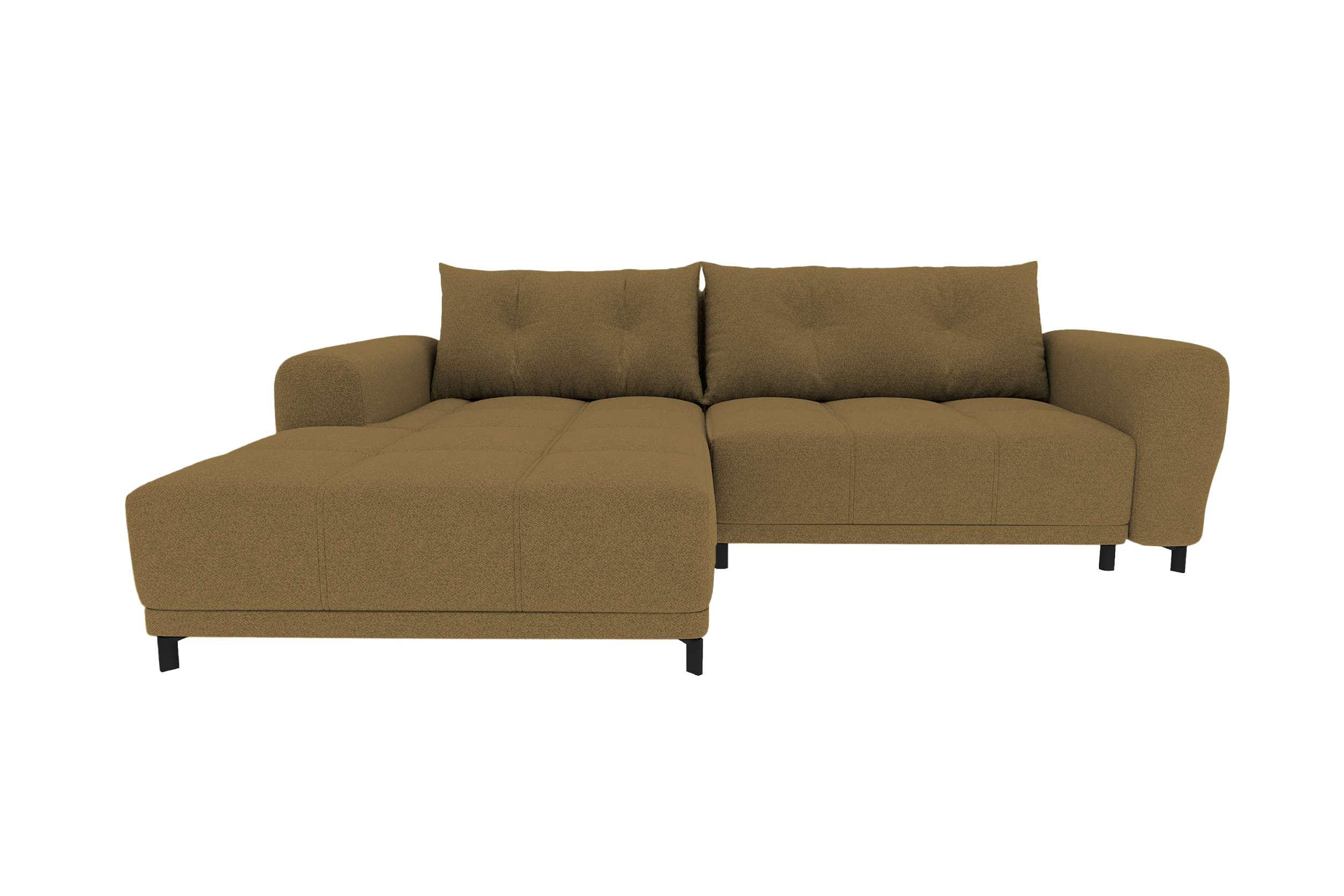 ECKSOFA Massimo Strukturstoff Olivgrün inkl. Schlaffunktion Links - Schwarz/Olivgrün, Textil/Metall (246/177cm) - 99rooms
