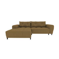 ECKSOFA Massimo Strukturstoff Olivgrün inkl. Schlaffunktion Links - Schwarz/Olivgrün, Textil/Metall (177/246cm) - 99rooms