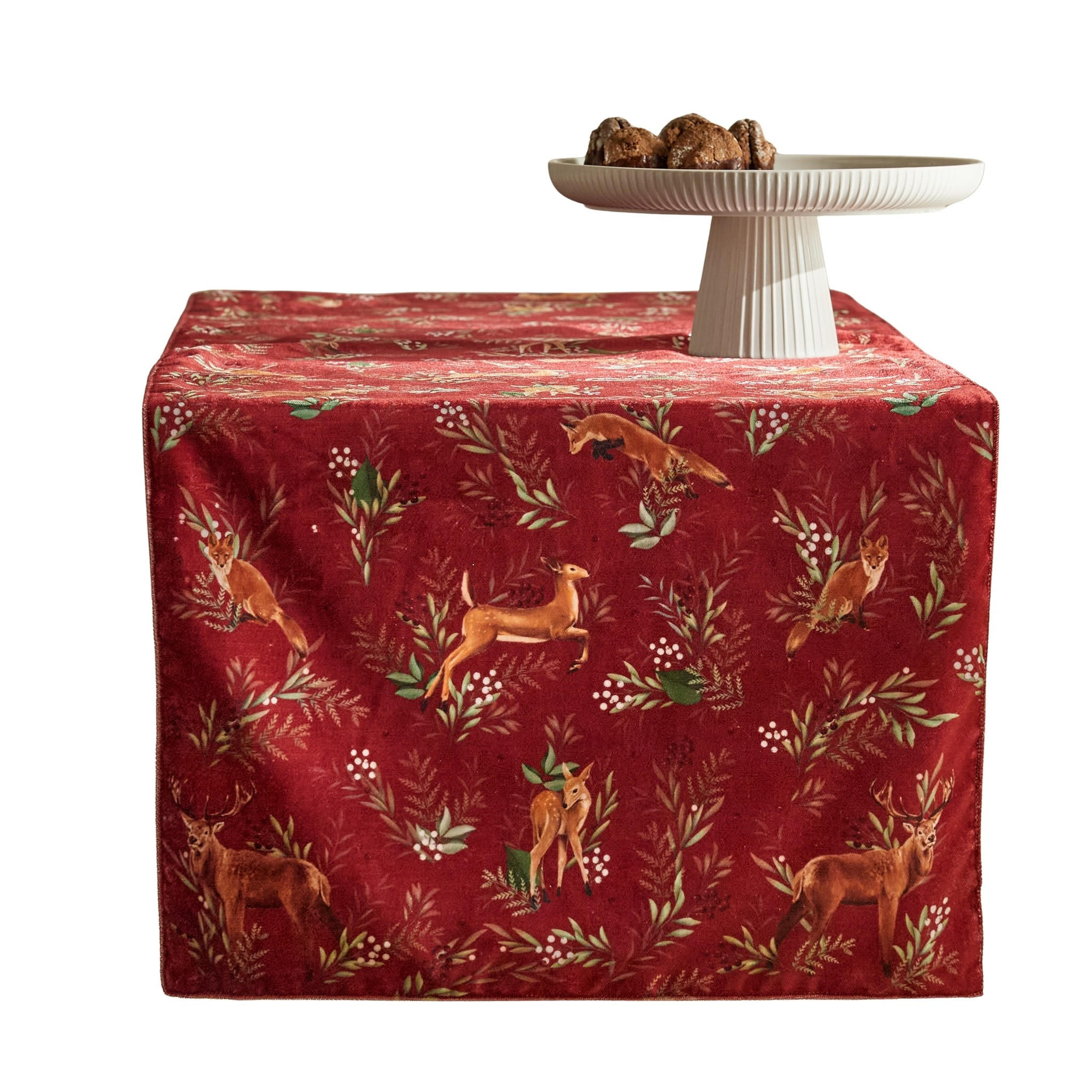 TISCHLÄUFER WILDERO 45x180 cm, Rot, Weihnachten Deko Tischdecke, Christmas - Rot, Kunststoff (180/45/1cm) - home&you