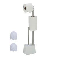 WC-GARNITUR - Weiß, Kunststoff/Metall (13/65.5/16cm) - Relaxdays