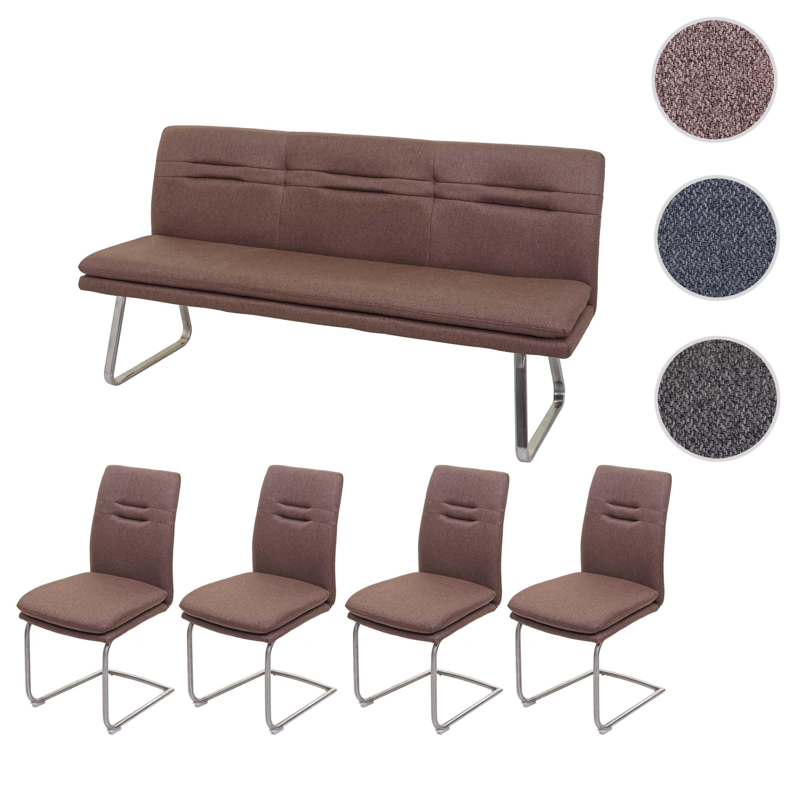 ESSZIMMER-SET Braun 5er-Set - Braun, Textil (180/92/58cm) - MCW