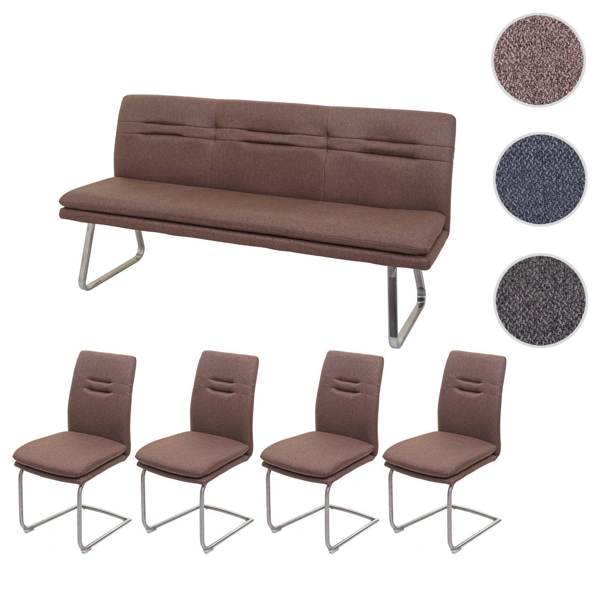 ESSZIMMER-SET Braun 5er-Set - Braun, Textil (180/92/58cm) - MCW