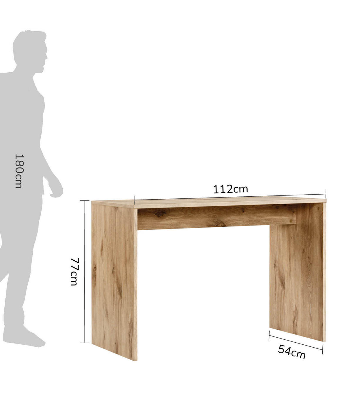 SCHREIBTISCH Der Produktive - Eichefarben, Holzwerkstoff (54/112/77cm) - Mokebo