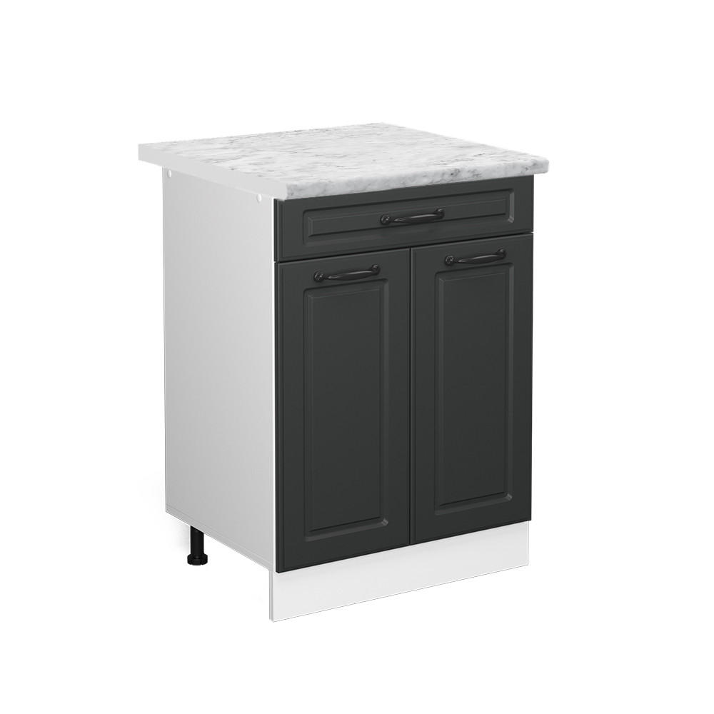 KÜCHENUNTERSCHRANK R-Line Anthrazit Landhaus 60 cm mit Schublade AP Marmor - Anthrazit/Weiß, Holzwerkstoff (60/81.6/60cm) - Vicco