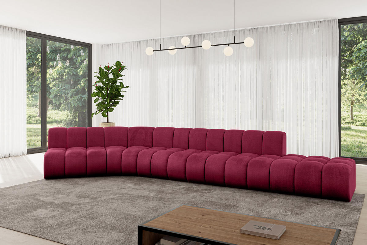 ECKSOFA modulares Sofa Brilo-L2 - 471x174x70 cm Bordeauxrot - Bordeaux, Holzwerkstoff/Textil (471/174cm) - ALTDECOR
