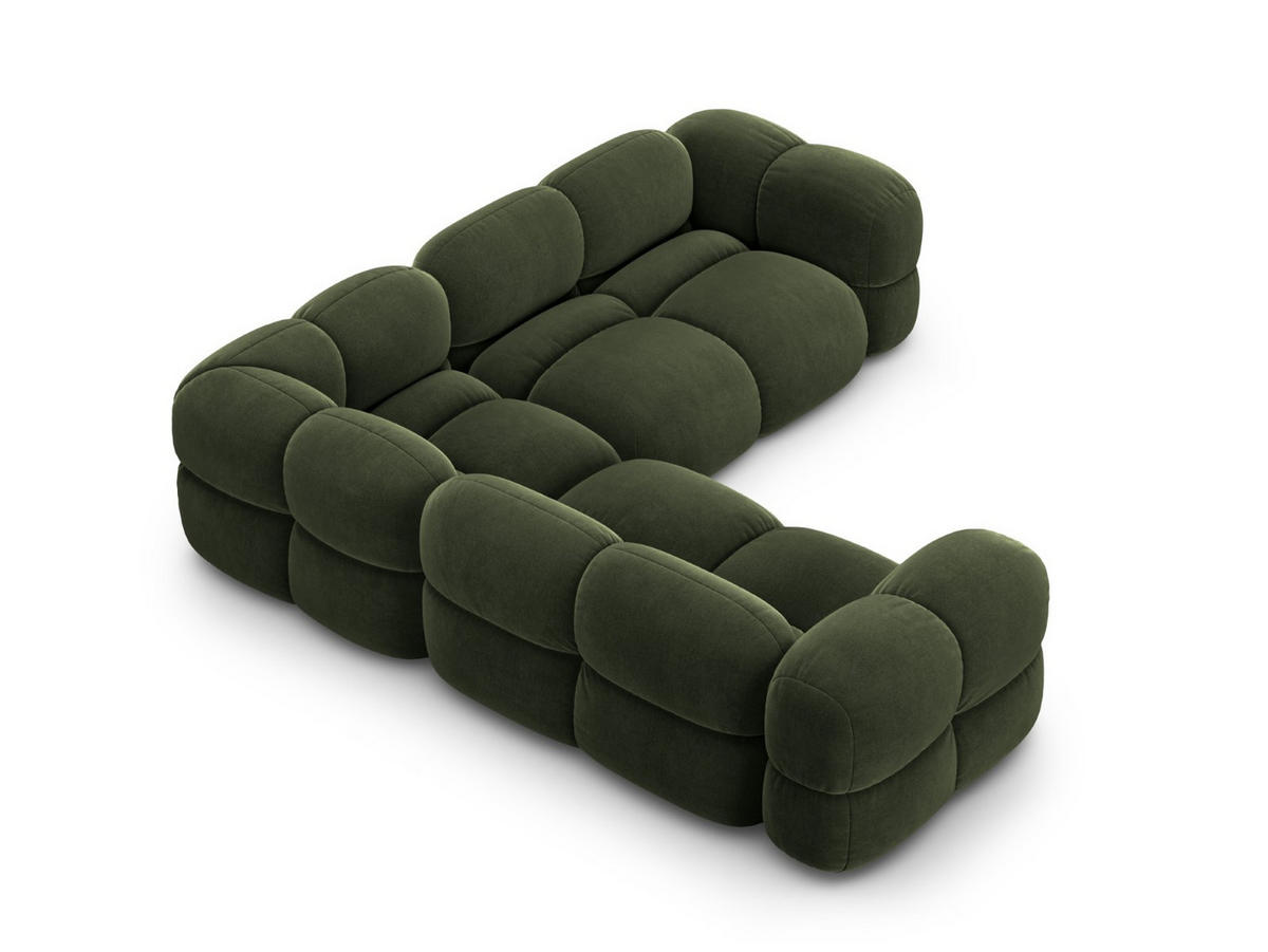 ECKSOFA Loretto aus Samt grün 4 Sitzplätze - Grün, Textil (250/250cm) - Cosmopolitan Design