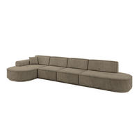 ECKSOFA Ottomane Links MARI-L3-v3 - 413x171x83 cm Dunkelbraun Velours - Dunkelbraun/Schwarz, Holzwerkstoff/Kunststoff (413/171cm) - ALTDECOR