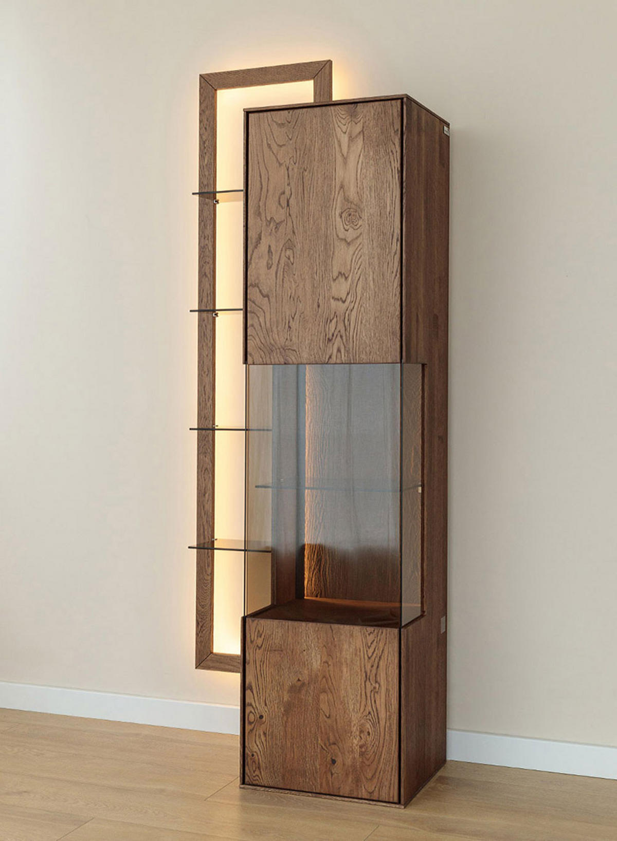 HÄNGEVITRINE Collodi Wildeiche Tabak 73 / 37 / 175cm - Wildeiche/Eichefarben, Holz (73/175/37cm) - Feldmann-Wohnen