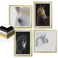 WANDBILDER 4er Set - 50x50 cm & 40x60 cm Goldrahmen - Pferdeporträts in Schattierungen - Goldfarben, Kunststoff (50/50cm) - ArtPrintCave