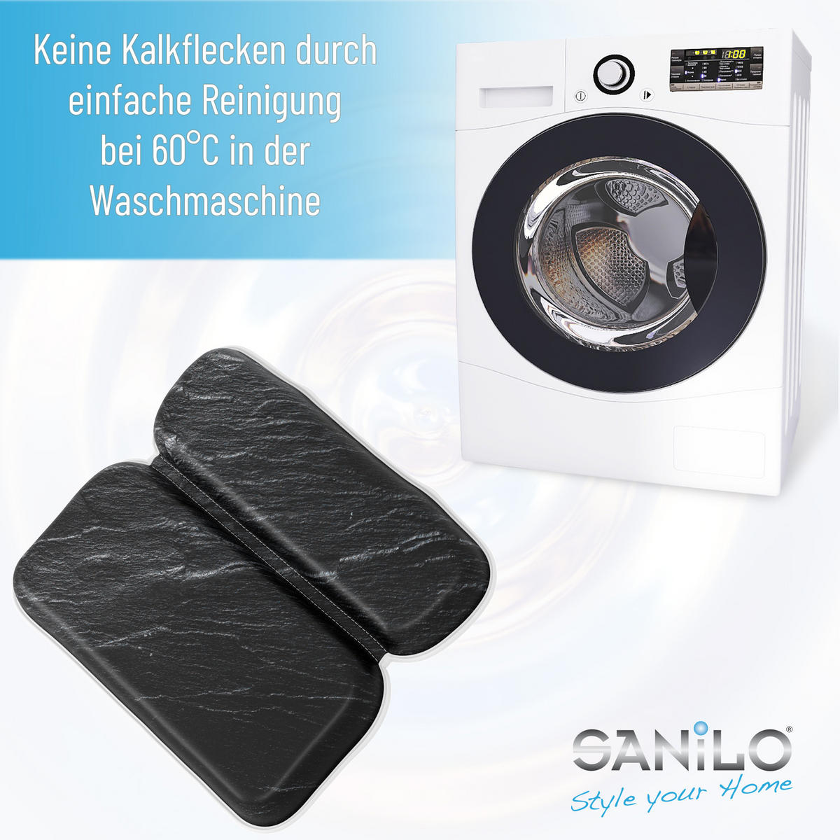 BADEWANNENKISSEN Granit - Schwarz, Kunststoff (39/5.5cm) - Sanilo