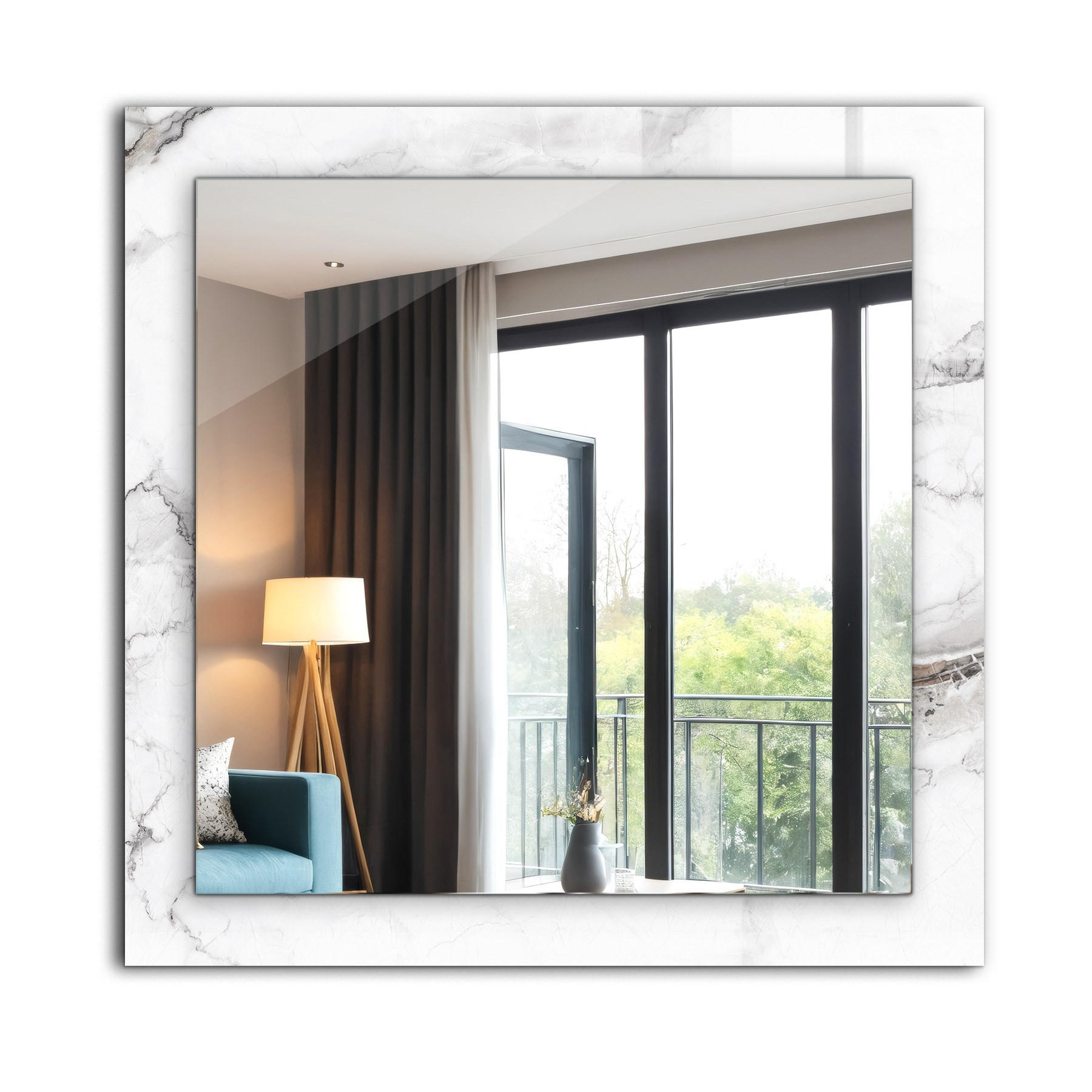 SPIEGEL 60 x 60 cm Rechteckig mit Aufdruck - Weiß, Glas (60/60/0.4cm) - TULUP