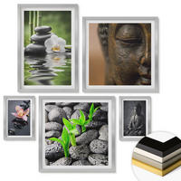 WANDBILDER 5er Set - 50x50 cm & 20x30 cm & 40x60 cm Silberner Rahmen - Blumen in Vasen als Dekoration - Silberfarben, Kunststoff (40/60cm) - ArtPrintCave