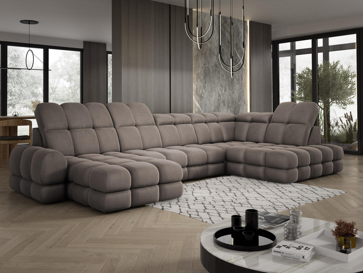 ECKSOFA TOLLO Solar-stoff U-form 400x217x105 cm schokolade - Bronzefarben, Holz/Textil (217/400cm) - DomoHome