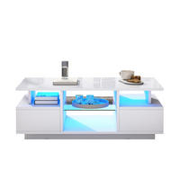 COUCHTISCH mit LED 100 x 50 x 36 cm Weiß mit 2 Schubladen - Weiß, Holzwerkstoff (100/50/36cm) - Meubliv