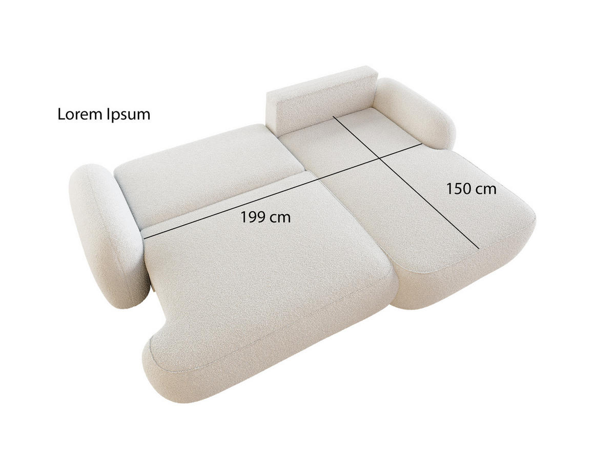ECKSOFA MIVARO Schlaffsofa Boucle Beige (RECHTS) - Beige, Textil (276/176cm) - Luxkor24