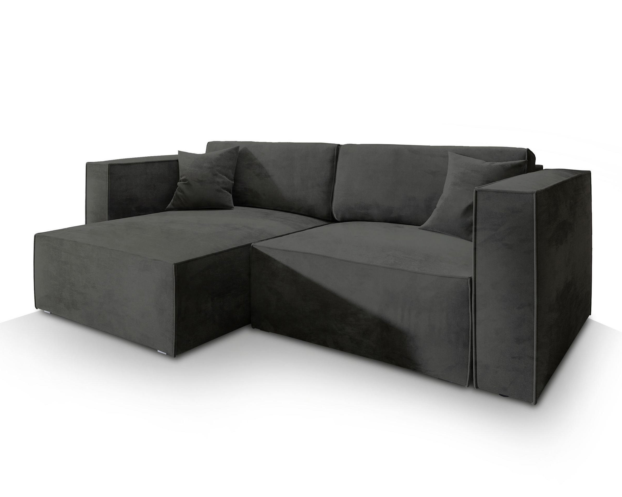 ROHOVÁ SEDAČKA NERIO černá - šedá/černá, dřevo/textil (245/148cm) - MASSENO