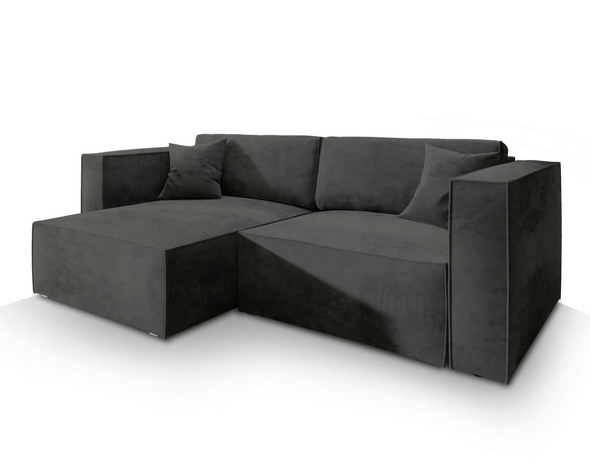 ROHOVÁ SEDAČKA NERIO černá - šedá/černá, dřevo/textil (245/148cm) - MASSENO