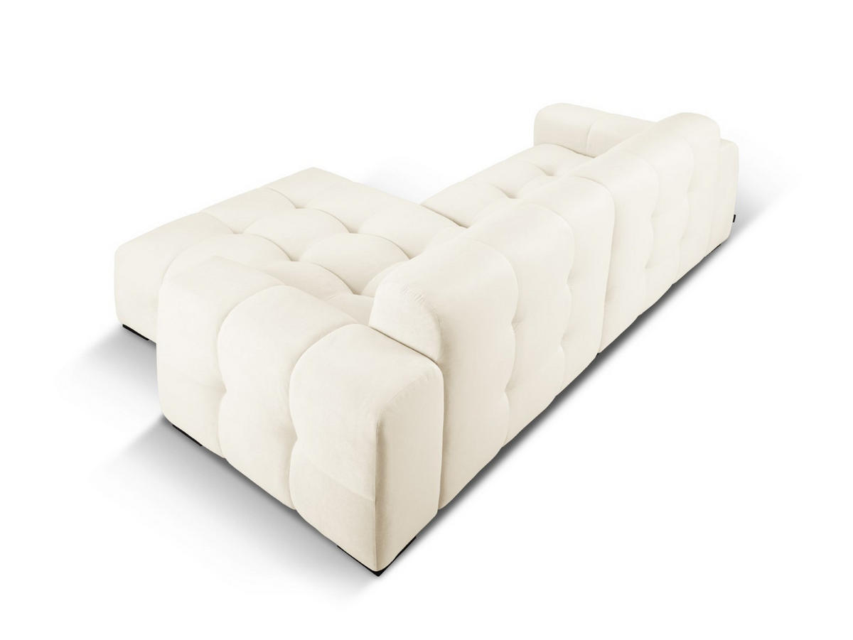 ECKSOFA rechts Kendal aus Samt leichtes beige 4 Sitzplätze - Creme, Textil (173/256cm) - Micadoni
