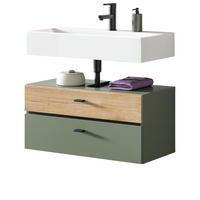 WASCHBECKENUNTERSCHRANK grün, Eiche Evoke 75 cm, Badschrank hängend - Eichefarben/Grün, Holzwerkstoff/Kunststoff (75/35/35cm) - Inn.Furn