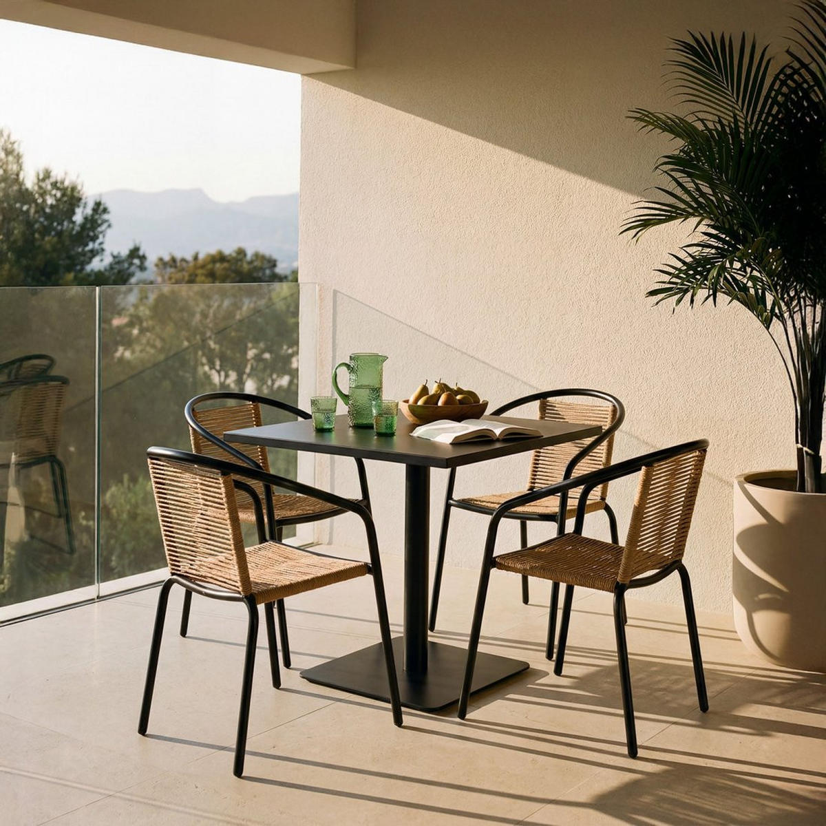 STUHL FÜR DRAUSSEN Sakda Schwarz 52 cm x 74 cm - Schwarz, Metall (52/74/66cm) - Klast Home