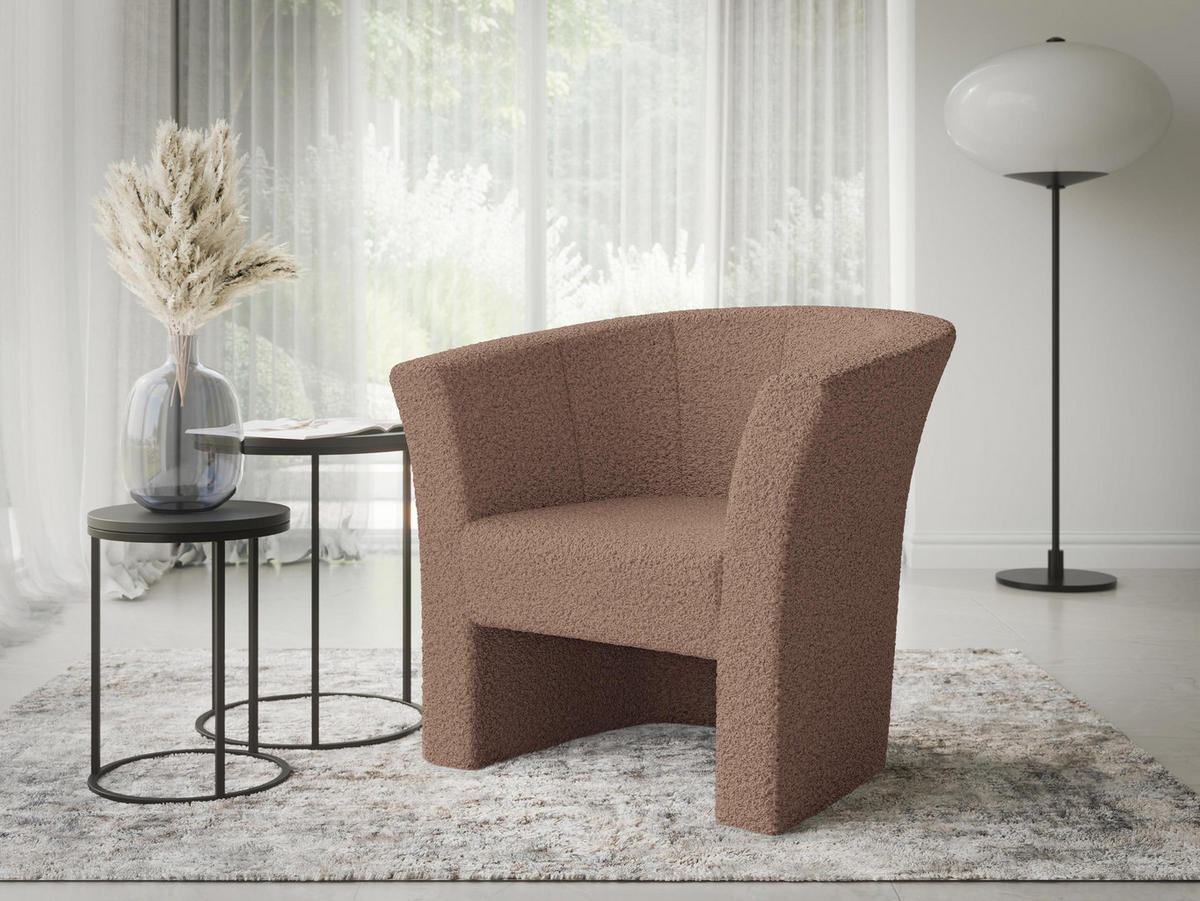 SESSEL Niko Boucle - Schwarz/Rosa, Holzwerkstoff/Kunststoff (71/76/65cm) - MIRJAN24