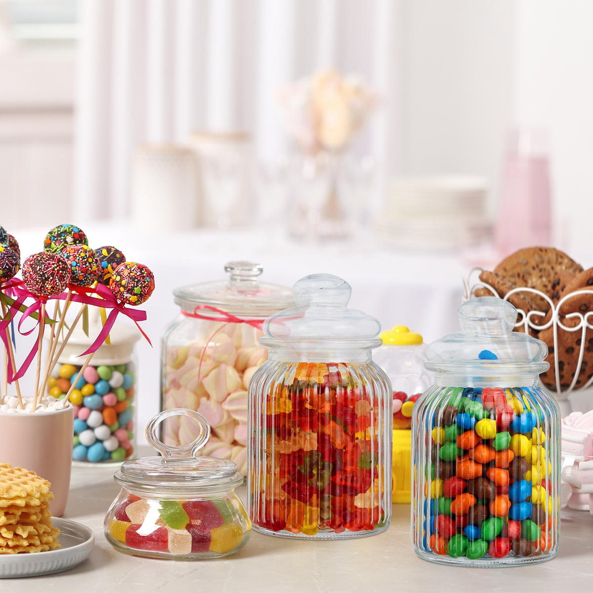 6XVORRATSGLÄSER - Transparent, Glas/Kunststoff (11/19/11cm) - Relaxdays