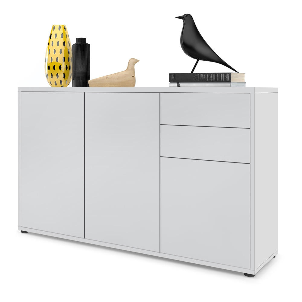 Vladon KOMMODE Weiß 117cm × 36cm × 74cm