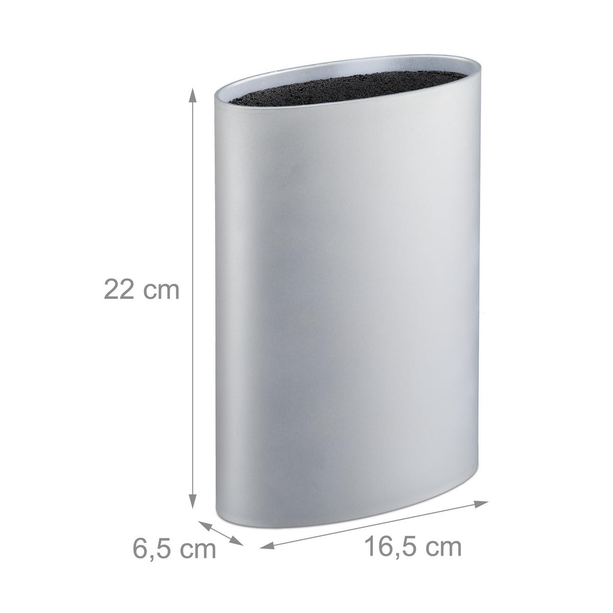 MESSERBLOCK oval - Silberfarben, Kunststoff (16.5/22/6.5cm) - Relaxdays