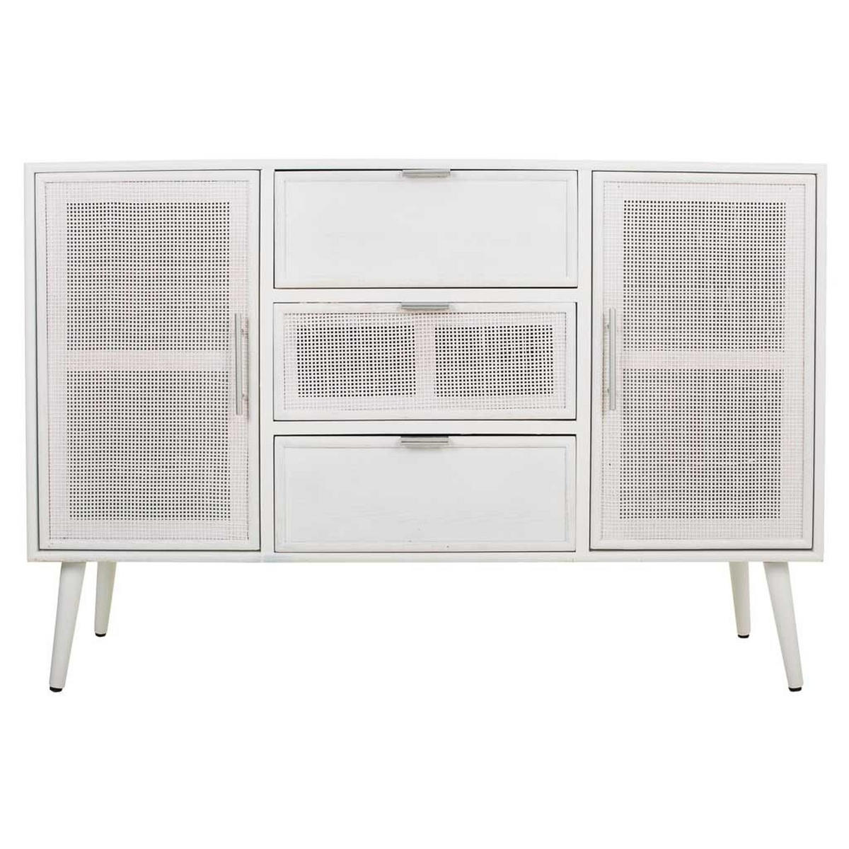 SIDEBOARD aus Holz und Gitter, Weißes, 120x41x81 - Weiß, Holz (120/81/40.5cm) - Wanderlust