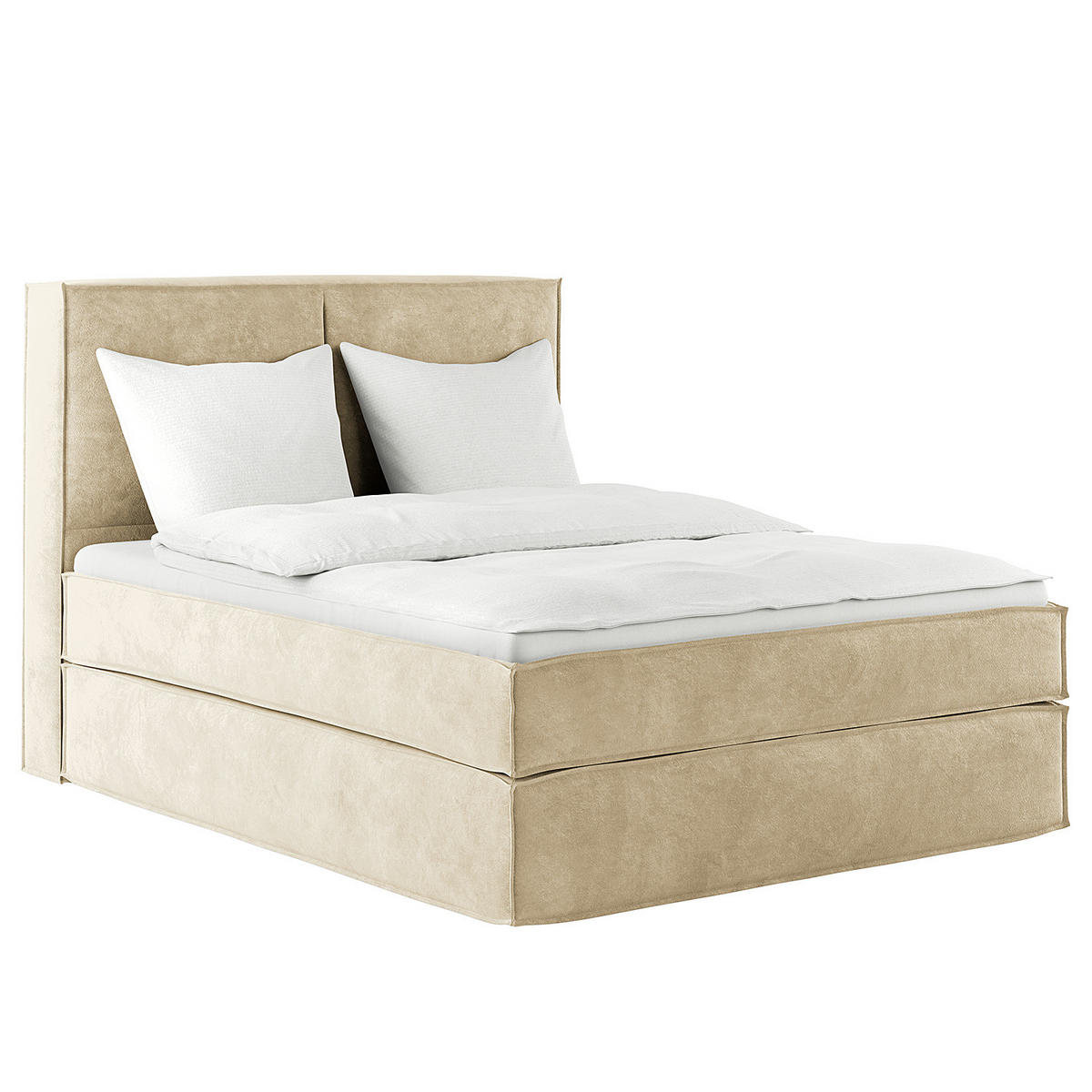 BOXSPRINGBETT mit Kopfteil - Premium - Beige, Textil (140/200cm) - home24