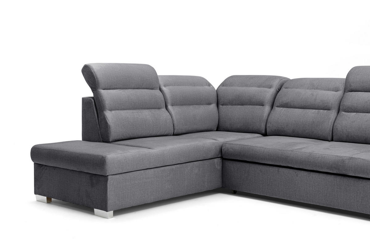 ECKSOFA U-Form CLOUD U Links mit Schlaffunktion 120x252 Velours Dunkelgrau - Dunkelgrau/Silberfarben, Holz/Kunststoff (320/103/202cm) - Muffo