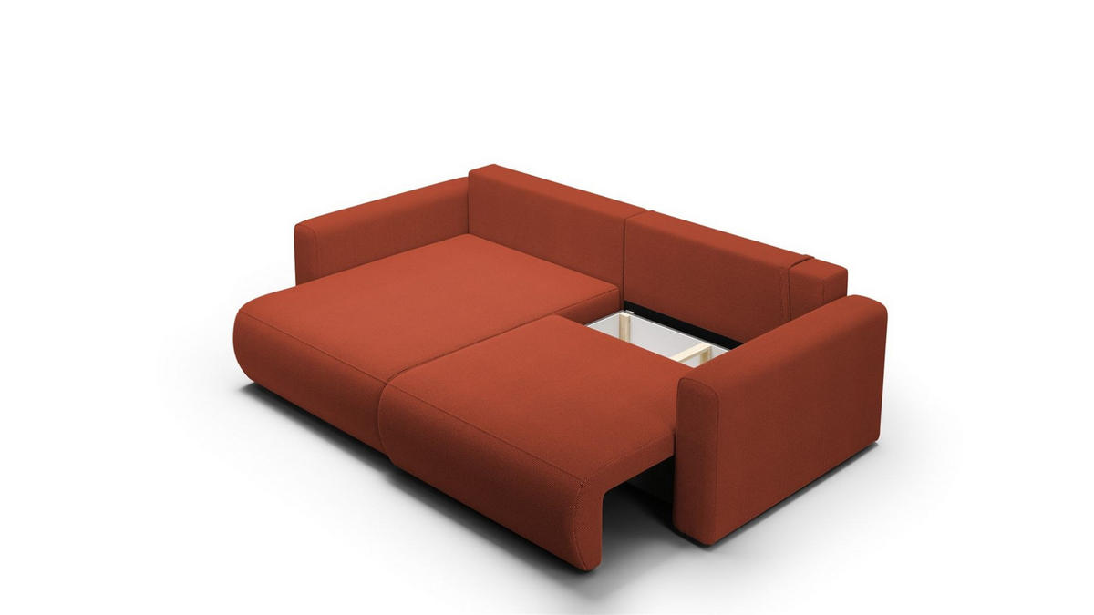 ECKSOFA Chaira Mit Schlaffunktion - Rotbraun, Holzwerkstoff/Textil (240/149cm) - Fun Möbel