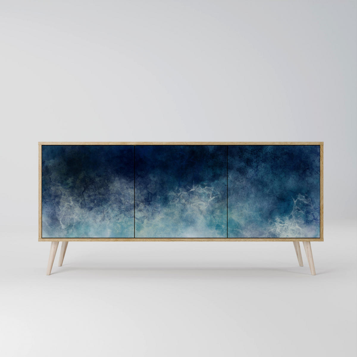SIDEBOARD CELESTIAL FALL, Eicheneffekt, 164,5x42x77,5 cm, 3 Türen - Eichefarben/Buchefarben, Holzwerkstoff/Buchenholz (164.5/77.5/42cm) - SpaceRebels