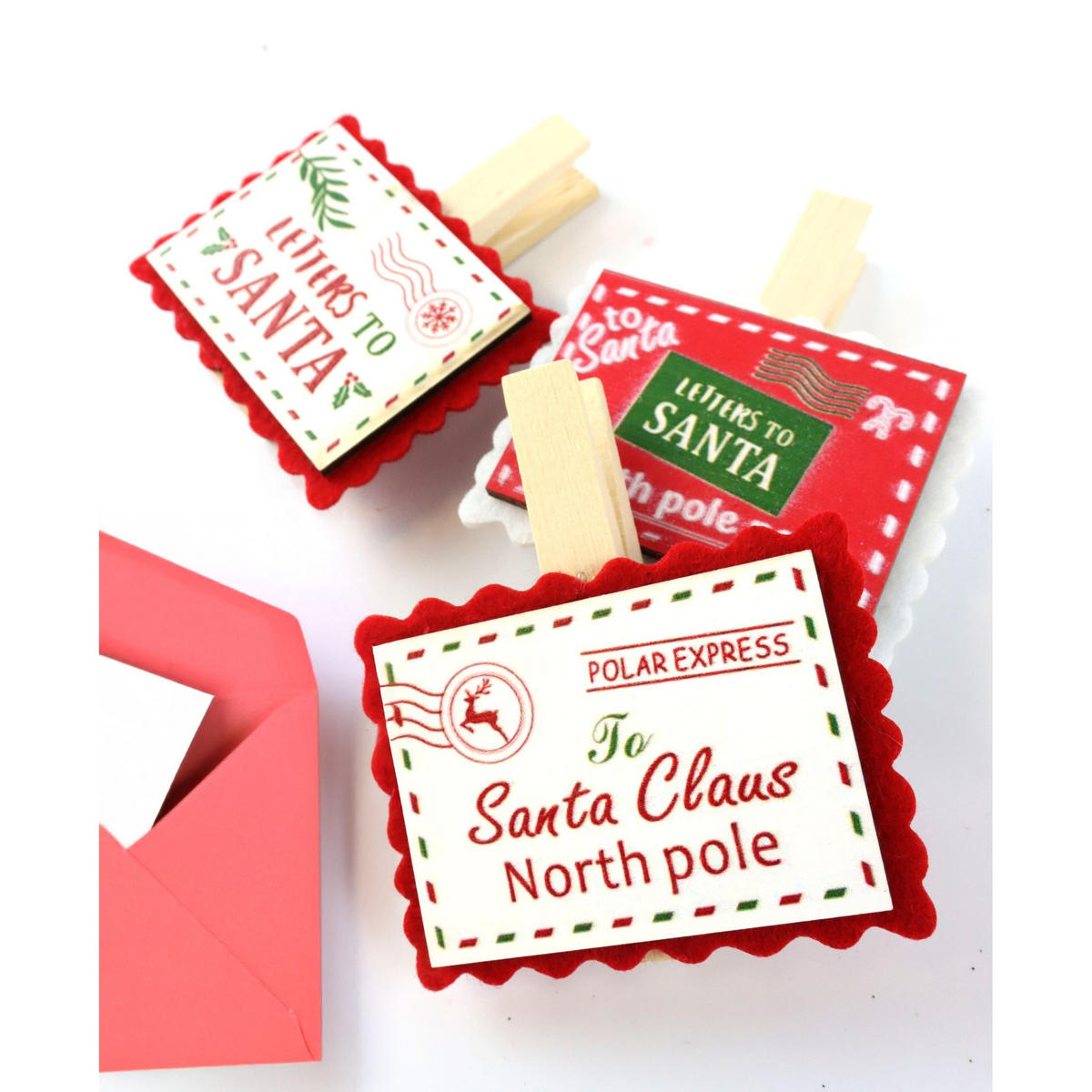 DEKOOBJEKT Letters To Santa 6er Set 6,5/7,5/1,8 cm - Multicolor, Holz (6.5/1.8/7.5cm) - FURNARO