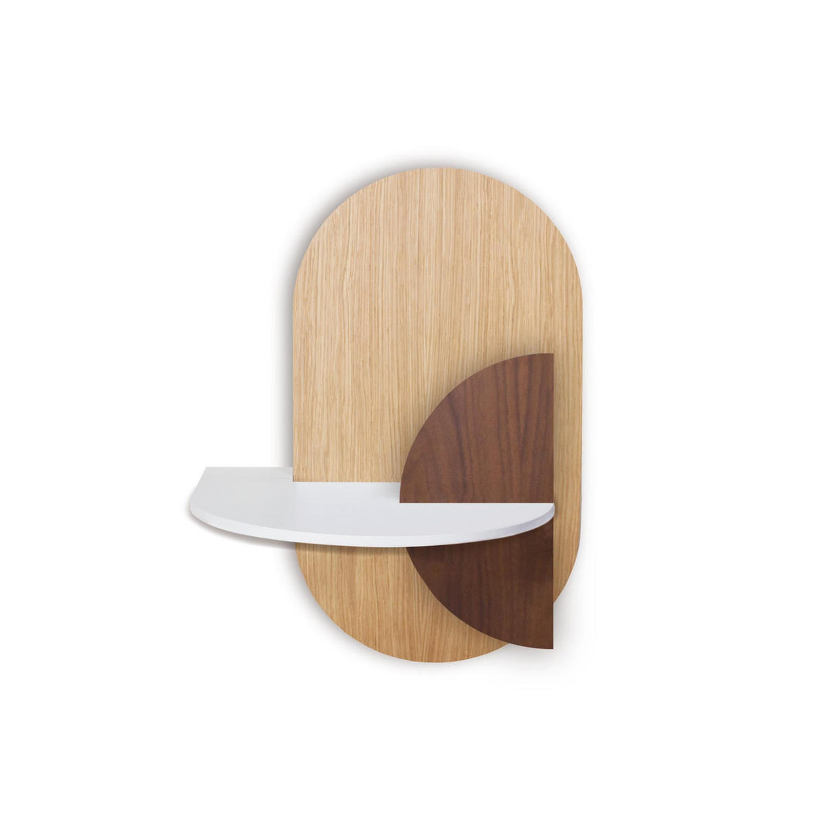 NACHTSTAND ALBA mit versteckter Aufbewahrung Oval - Eichefarben/Walnussfarben, Holz (60/55/45cm) - Woodendot