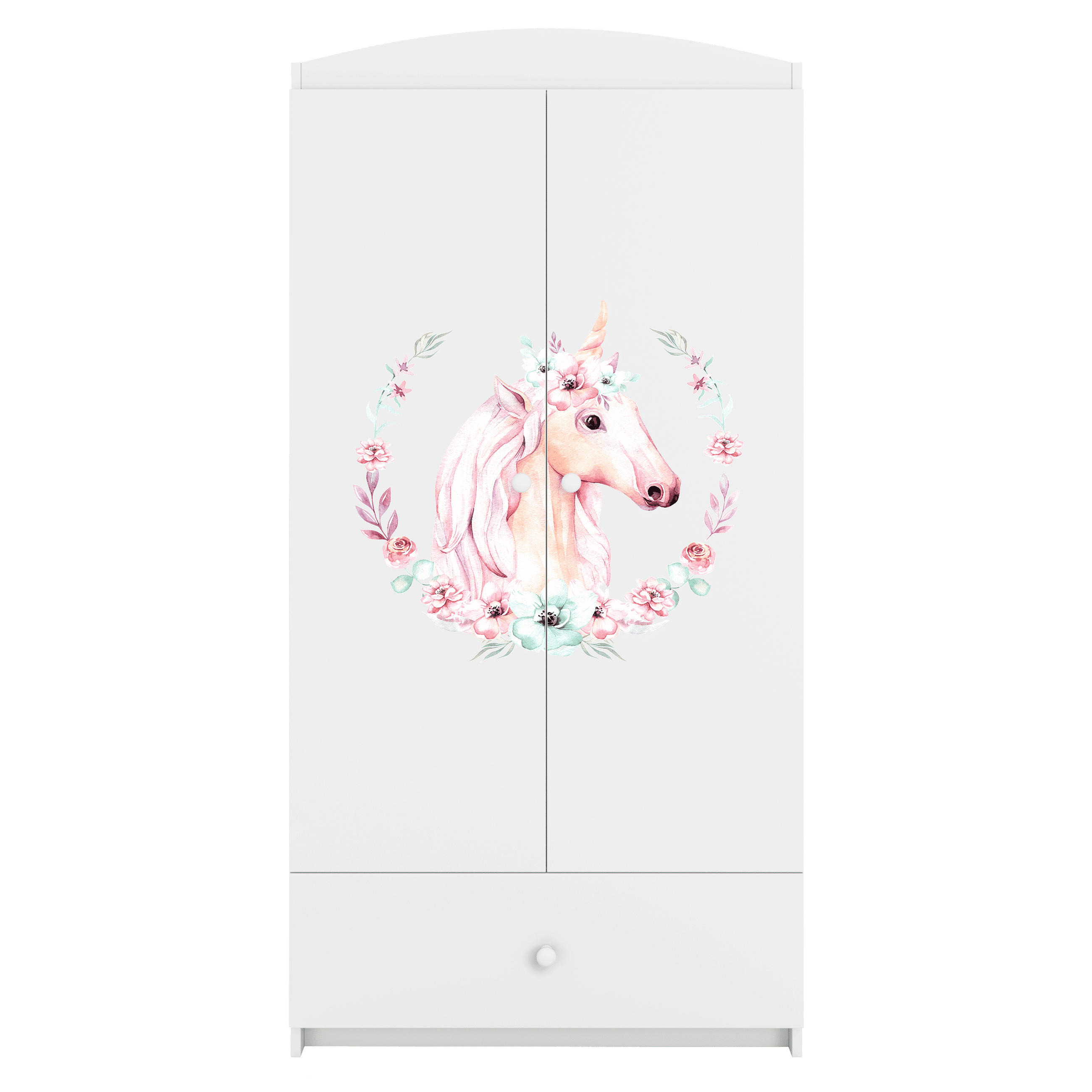 KINDERKLEIDERSCHRANK Pferd - Weiß, Holzwerkstoff (90/175/52cm) - RAUMHIRSCH FURNITURE