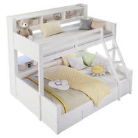 ETAGENBETT aus Kiefernholz 90x200/140x200 cm Weiß mit LED-Beleuchtung, Stauraum und Schublade - Weiß, Holzwerkstoff (90/200cm) - IVMEU