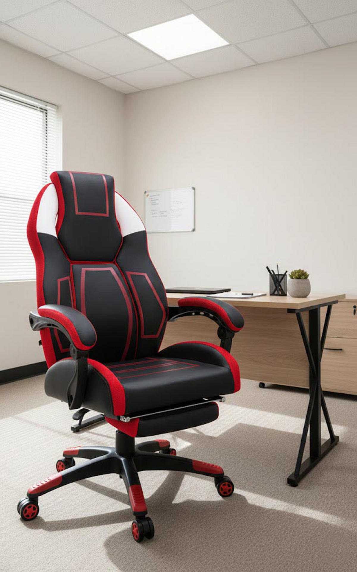 BÜROSTUHL Nexil Kunstleder schwarz/rot - Schwarz, Metall (69/127/70.5cm) - TPFLiving