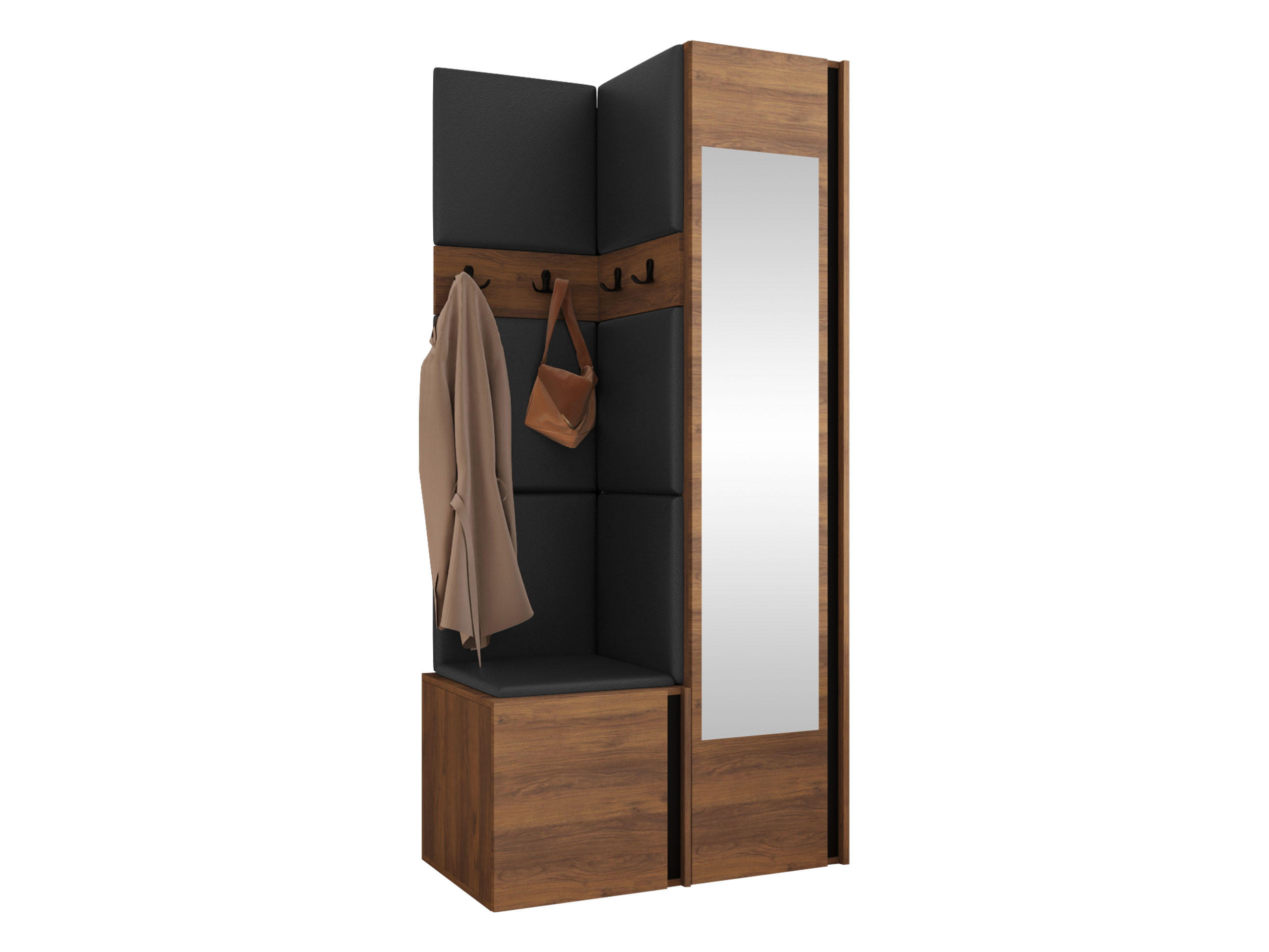 GARDEROBEN-SET Orion XXV - Nussbaumfarben/Schwarz, Holzwerkstoff/Kunststoff (82/186/46cm) - MIRJAN24