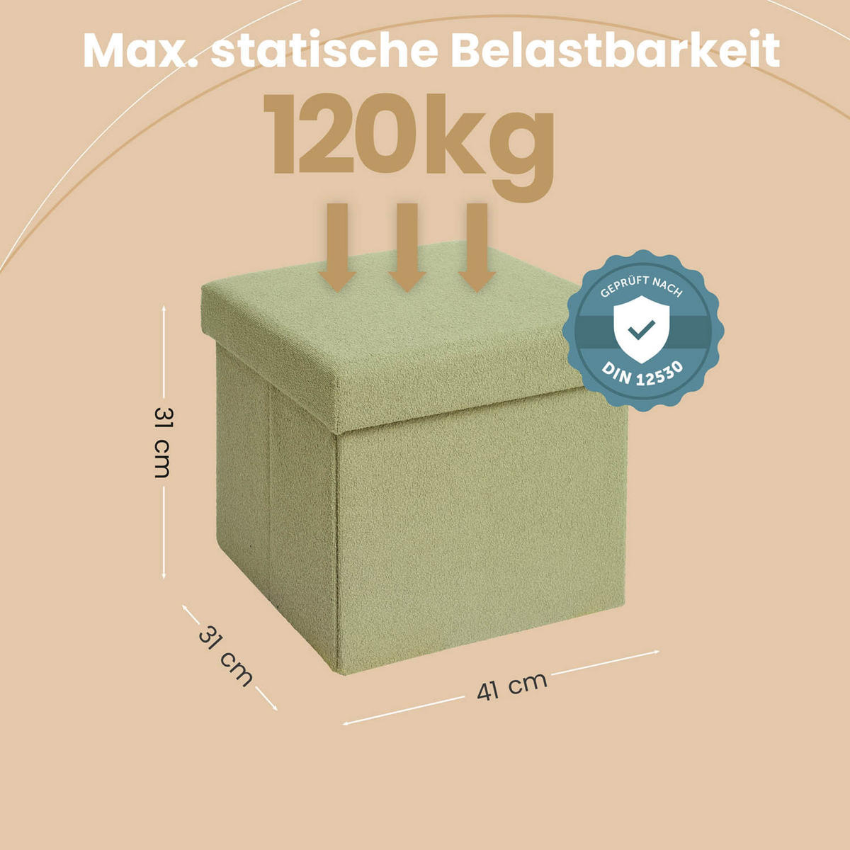 SITZHOCKER 41/31/31 cm, Grün - Grün, Kunststoff (31/31/41cm) - Blumtal