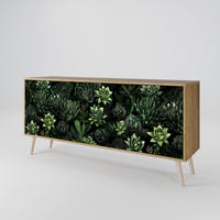 SIDEBOARD SUCCULENT JUNGLE, Eicheneffekt, 164,5x42x77,5 cm, 3 Türen - Eichefarben/Buchefarben, Holzwerkstoff/Buchenholz (164.5/77.5/42cm) - SpaceRebels