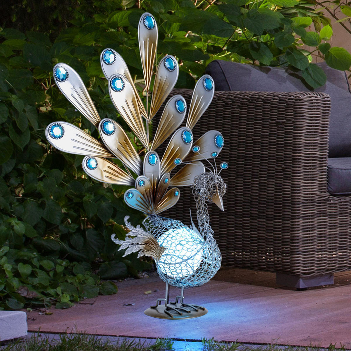 LED AUSSENLEUCHTE Solar Silber - Silberfarben, Metall (38/21.3/56.8cm) - Globo Lighting