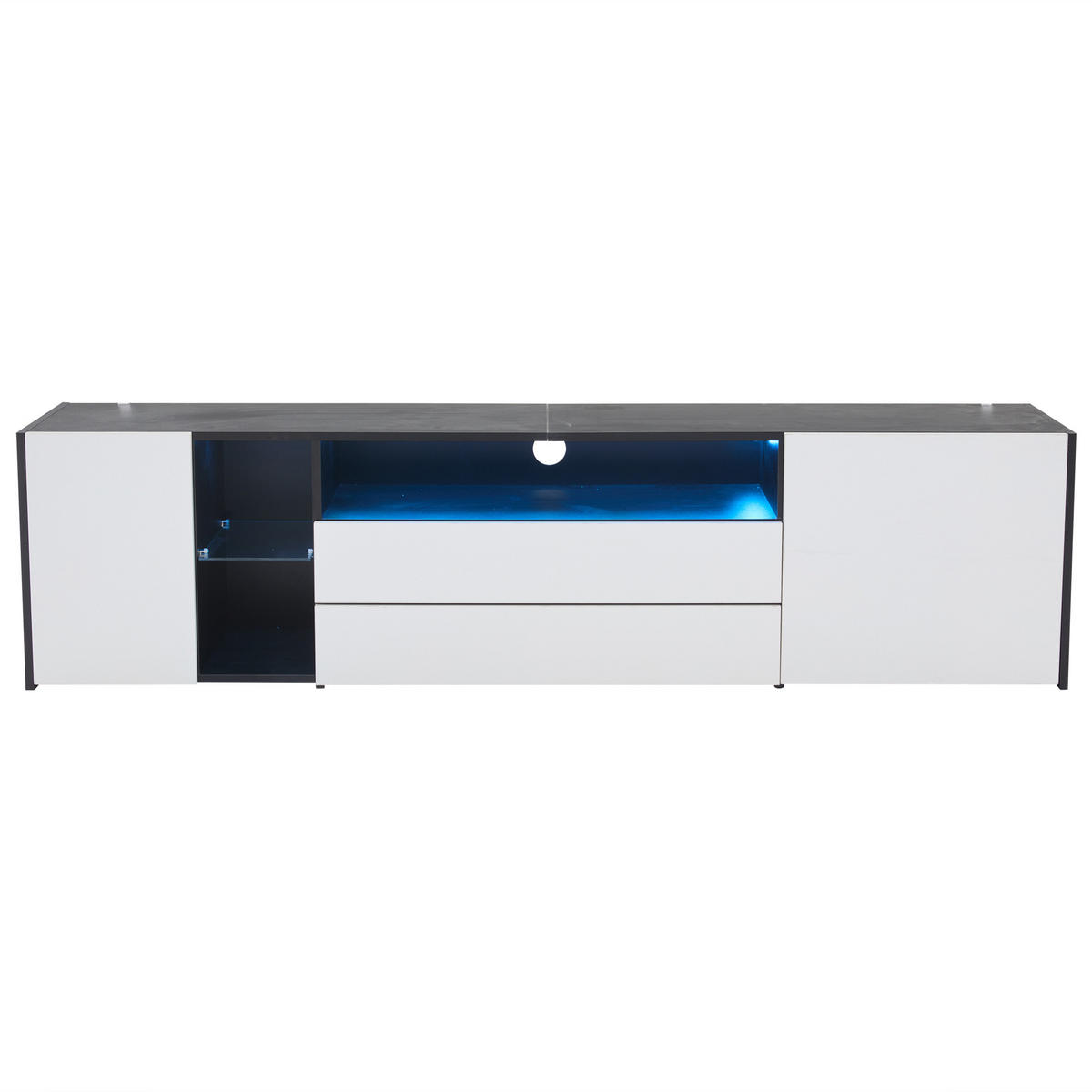 TV-ELEMENT180X40X45CM TV-Standschrank mit LED-App-Steuerung für 75-Zoll-Fernseher - Weiß, Holz (52.76/21.51/59.16cm) - Raelunyi