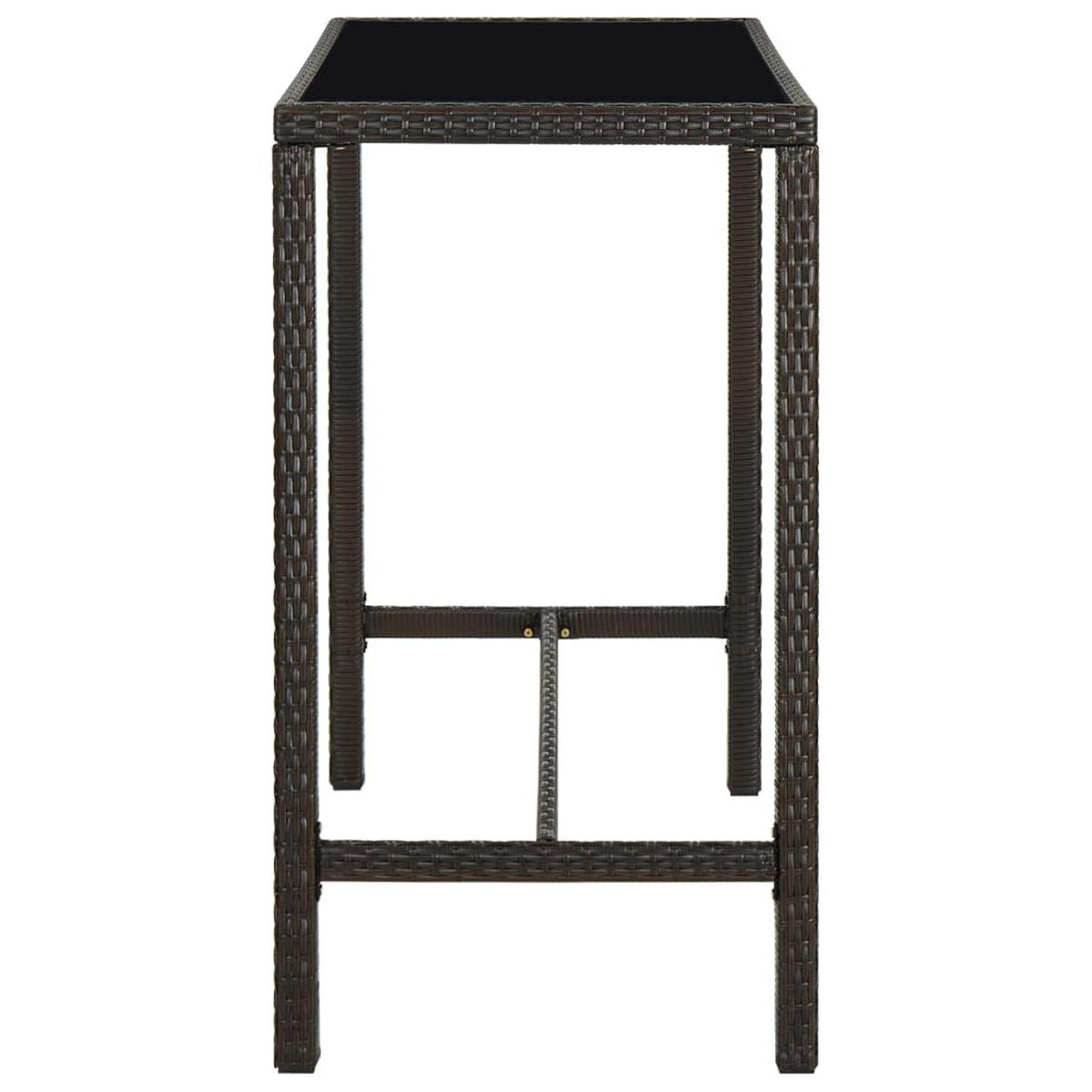 BISTROTISCH Joni Braun 130x60x110 cm Rattan und Glas - Braun, Kunststoff (60/130/110cm) - DELUKE