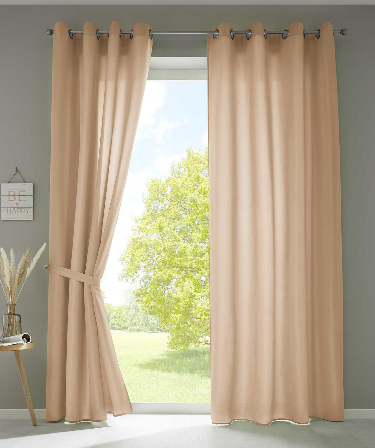 VORHANG 2ER SET BERLIN HxB 225x140cm Sand - Sandfarben, Textil (140/225/225cm) - Gardinenbox