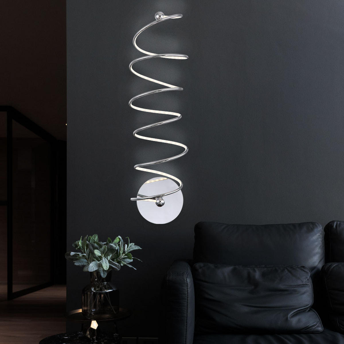 LED WANDLEUCHTE REBEL Spiral Design Silber - Silberfarben, Metall (18/25/60cm) - Globo Lighting