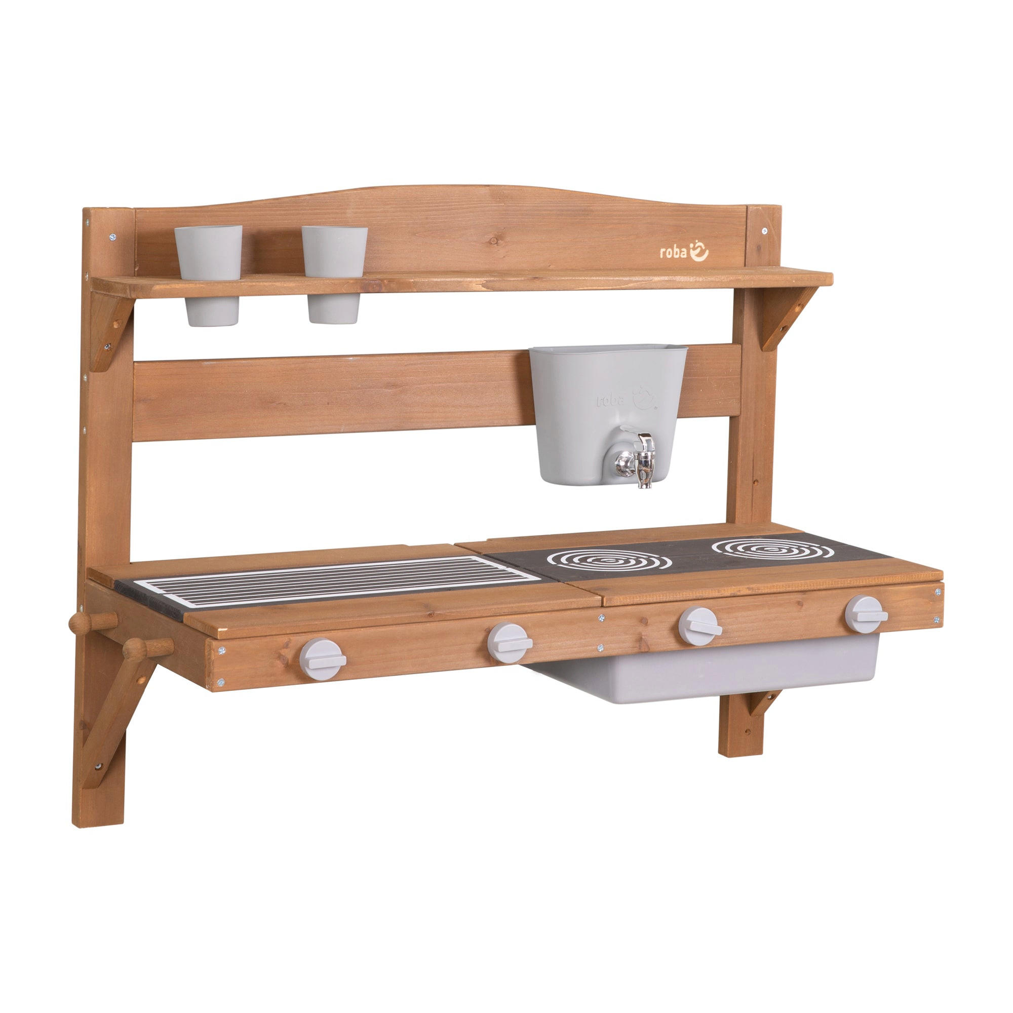 SPIEL- UND MATSCHKÜCHE zum Hängen teak - Teakfarben, Holz (85/65/35cm) - Roba