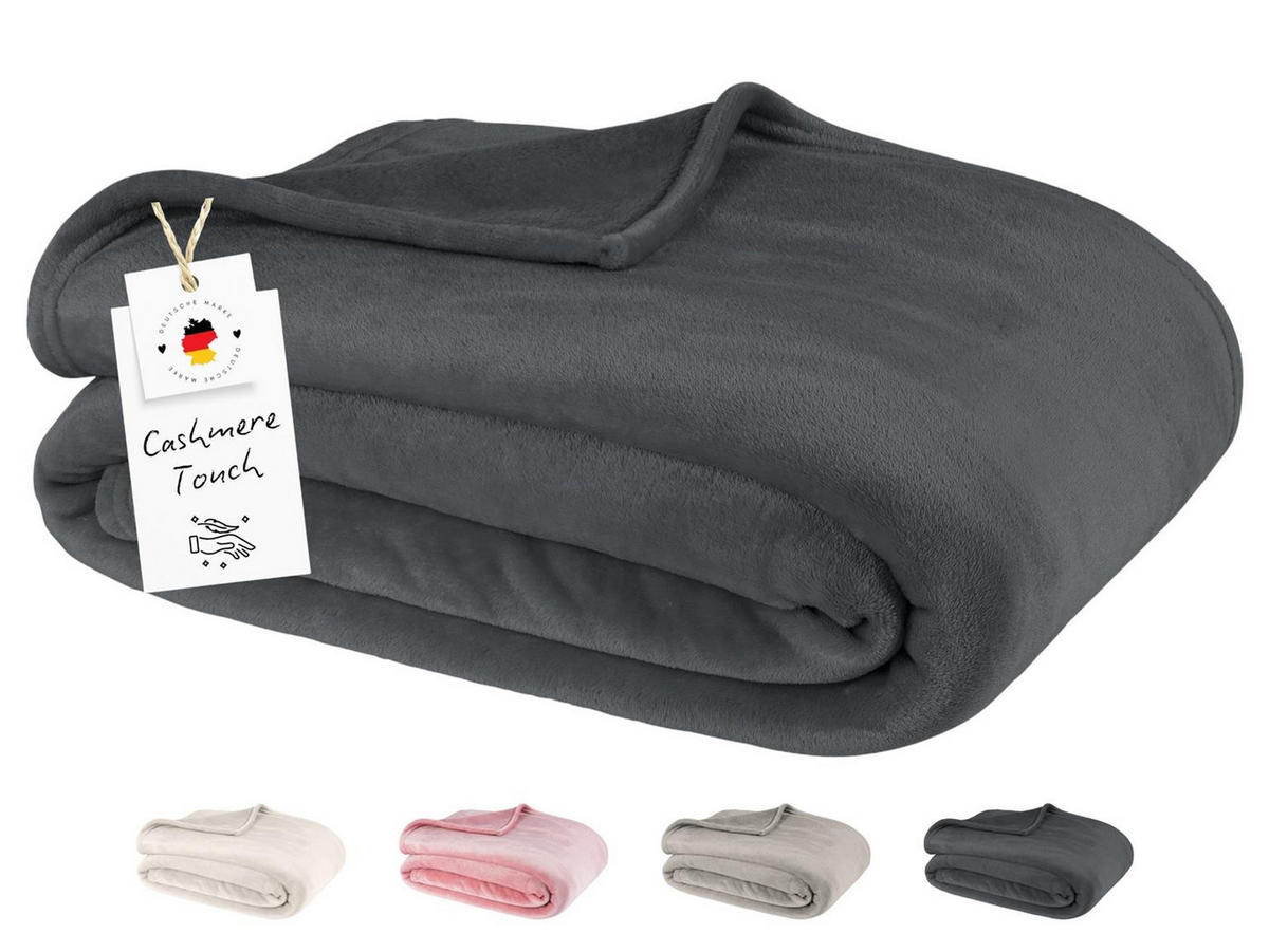 KUSCHELDECKE Flauschig 150x200, Wohndecke Cashmere-Touch, Sofadecke Anthrazit - Anthrazit, Textil (150/200cm) - Carpe Sonno