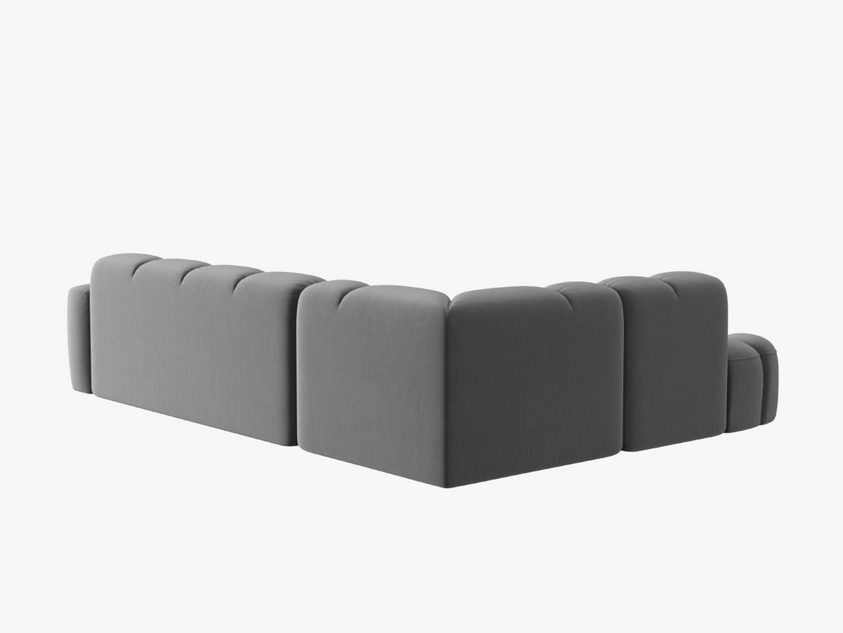 ECKSOFA links Lisa aus Samt hellgrau 5 Sitzplätze - Hellgrau, Textil (234/293cm) - Micadoni