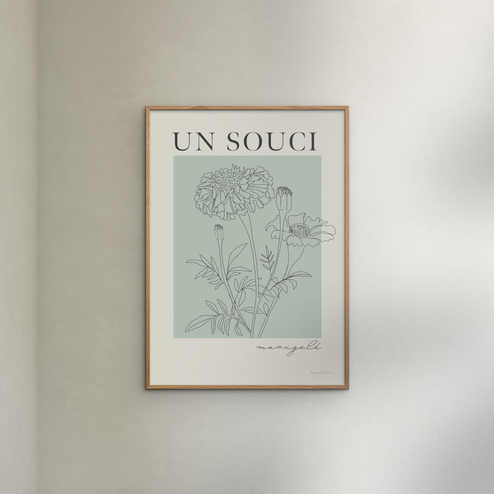 POSTER mit Rahmen Wild Apple - French Flower Poster II - Eichefarben/Grün, Holz/Papier (70/100cm) - Poster&Frame